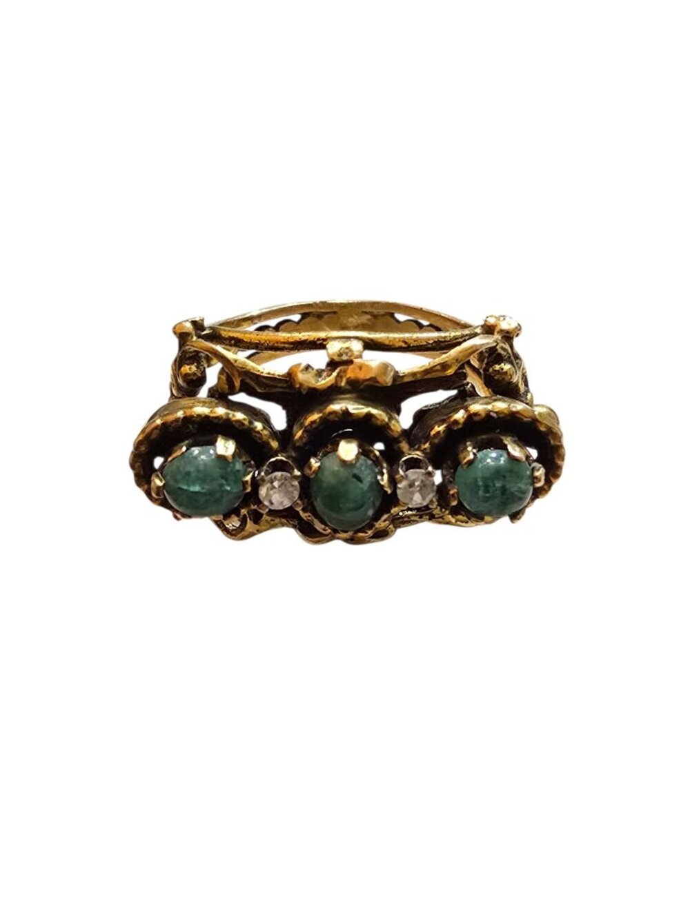 Antique 14kt Diamond & Semi Precious Stone Size 6 Ring (A7738)